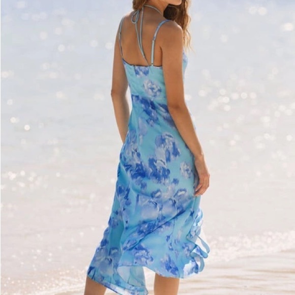 NWT Anthropologie hutch Erika midi floral dress in blue - Picture 2 of 8